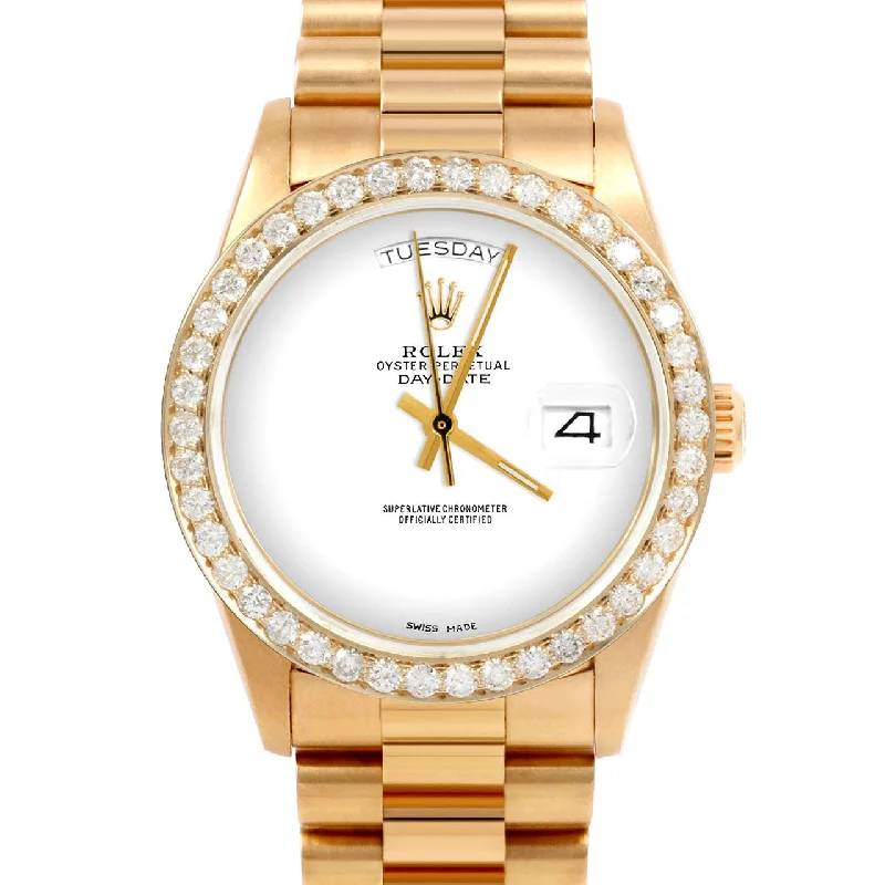 Cheapest authorized dealer for Rolex men's watches USA -Rolex Day-Date 36mm | 18038-WHT-NOHM-25CT-PRS