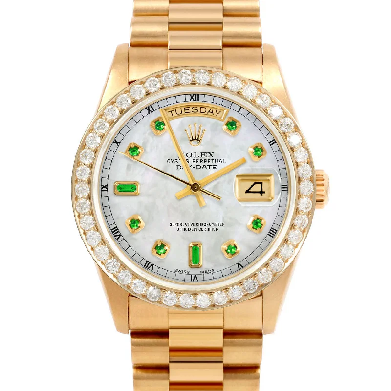 men's Rolex watches with skeleton dial -​Rolex Day-Date 36mm | 18038-WMOP-EMD-AM-25CT-PRS