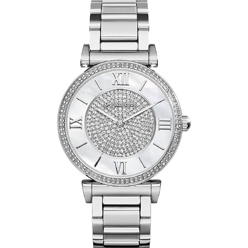 Women's Chronograph Watches with Barometer Calibration-Michael Kors Women's MK3355 Catlin Crystal Stainless Steel Watch