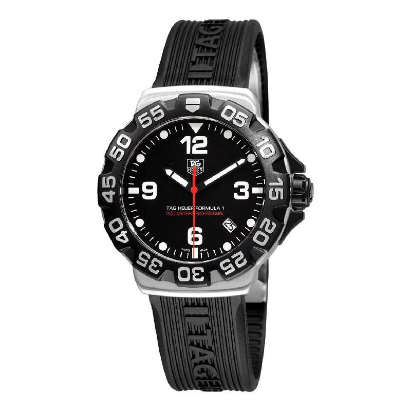 Men's Chronograph Watches with Smart Features-Tag Heuer Men's WAH1110.FT6024 Formula One Black Rubber Watch