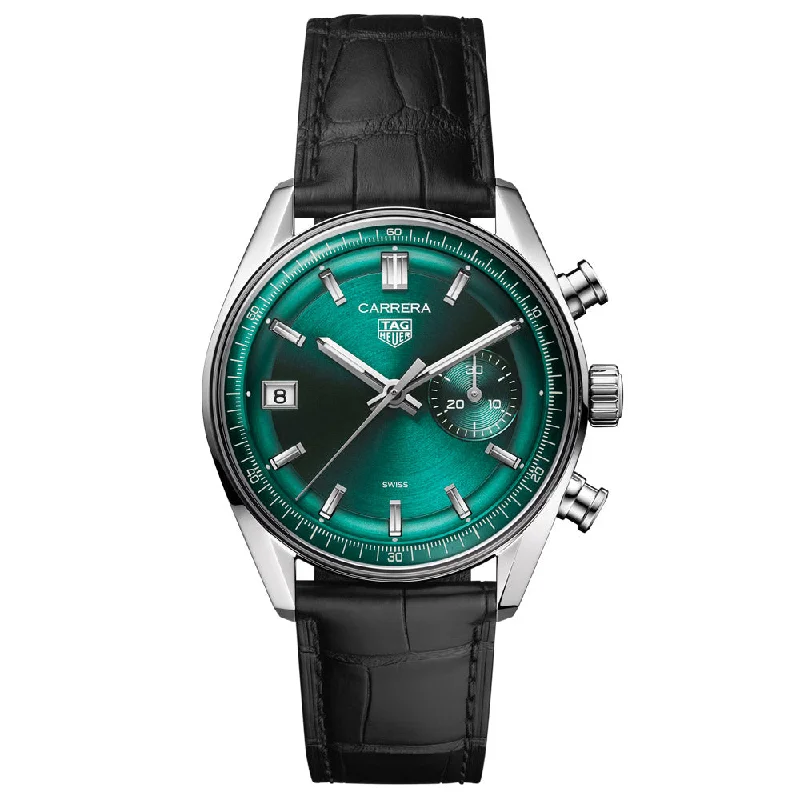 Women's Chronograph Watches with Anniversary Edition-TAG Heuer Carrera Chronograph 39mm Green Dial Automatic Watch CBS2211.FC6545