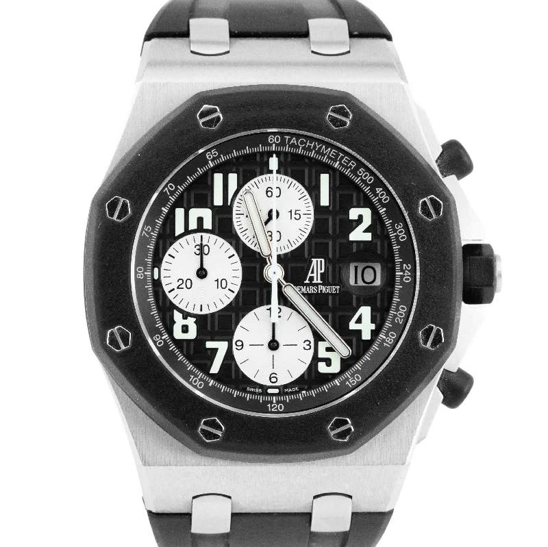 Women's Audemars Piguet Unique Shape Style Watches-Audemars Piguet Royal Oak Offshore 42mm Silver Rubberclad Black 25940SK Watch