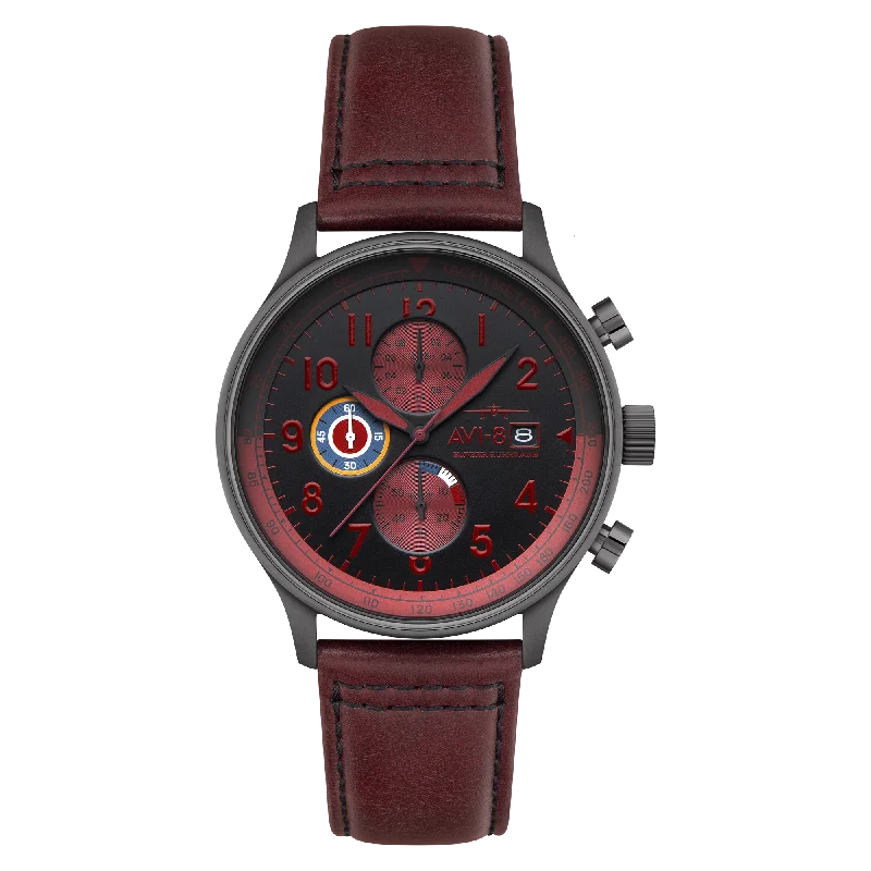 Men's Chronograph Watches for Fitness Tracking-Blood Red