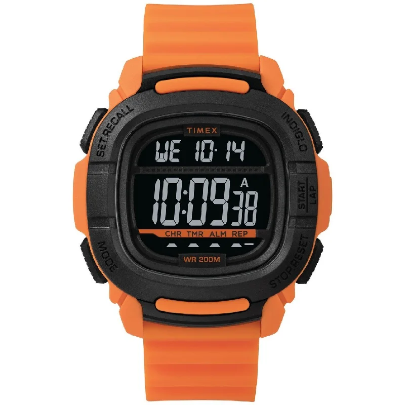Men's Chronograph Watches with Countdown Timer-Timex Men's TW5M26500 Boost Digital Orange Silicone Watch