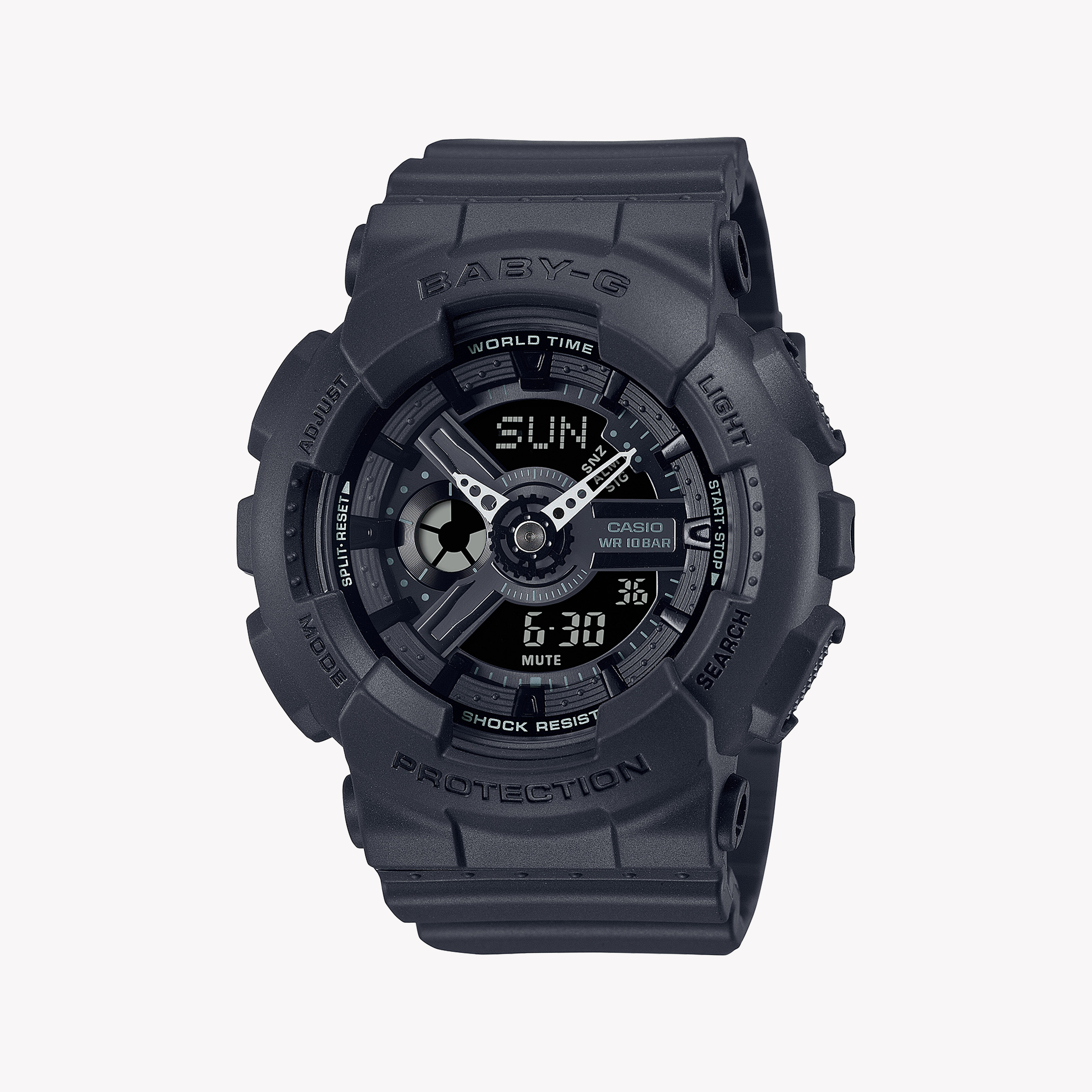 Men's Digital Watches for Humidity Monitoring-CASIO BABY-G BA-110XBC-1ADR - BOLD BLACK SPORTY TIMEPIECE FOR WOMEN