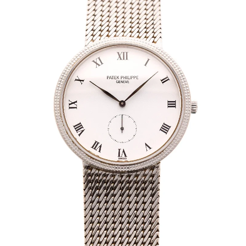 Men's Patek Philippe Watches for Travelers-Patek Philippe White Gold Calatrava Ref. 3919 on Bracelet