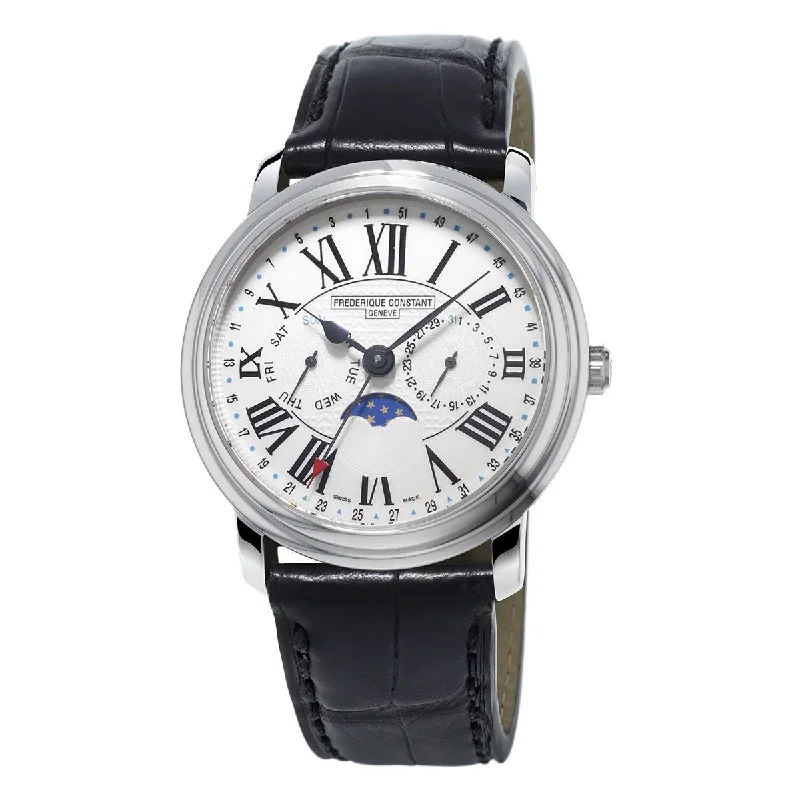 Men's Chronograph Watches for Travelers-Frederique Constant Men's FC-270M4P6 Classic Black Leather Watch