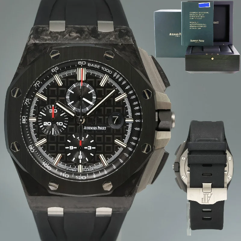 Women's Audemars Piguet Italian Made Style Watches-PAPERS Audemars Piguet Royal Oak Offshore Ceramic Carbon 26400au 44mm Watch