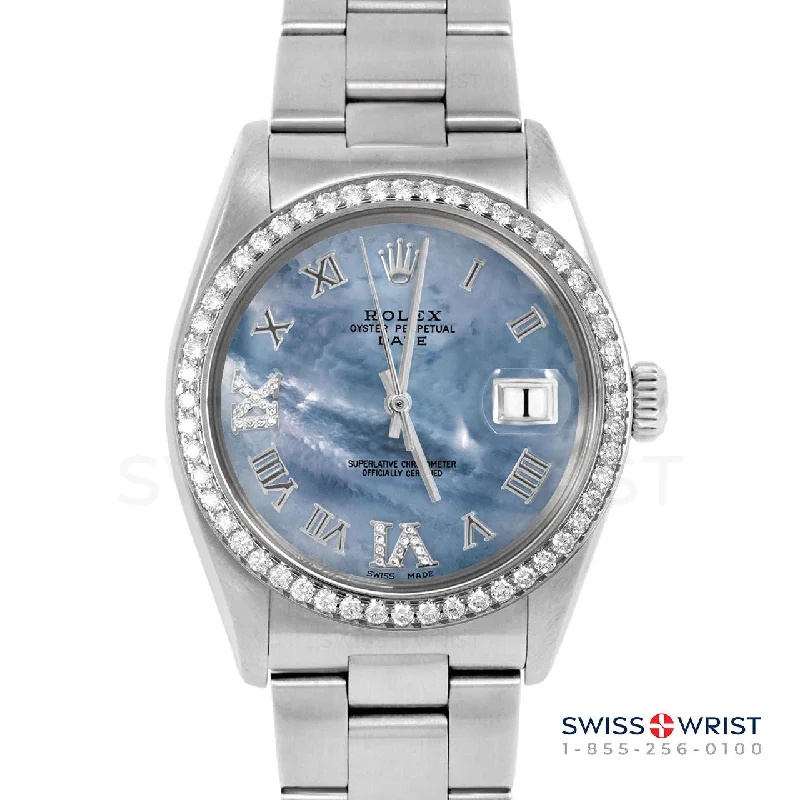 men's Rolex watches with exhibition case back -Rolex Date 34mm | 1500-SS-BLMOP-RDR69-BDS-OYS men's Rolex watches with exhibition case back -Rolex Date 34mm | 1500-SS-BLMOP-RDR69-BDS-OYS