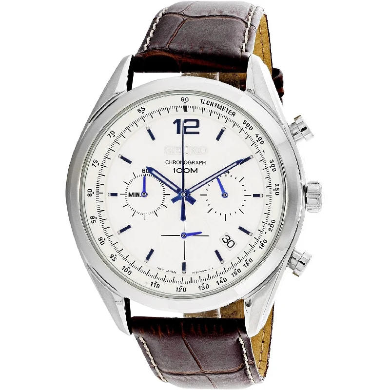 Men's Chronograph Watches with Aviation Theme-Seiko Men's SSB095 Chronograph Chronograph Brown Leather Watch