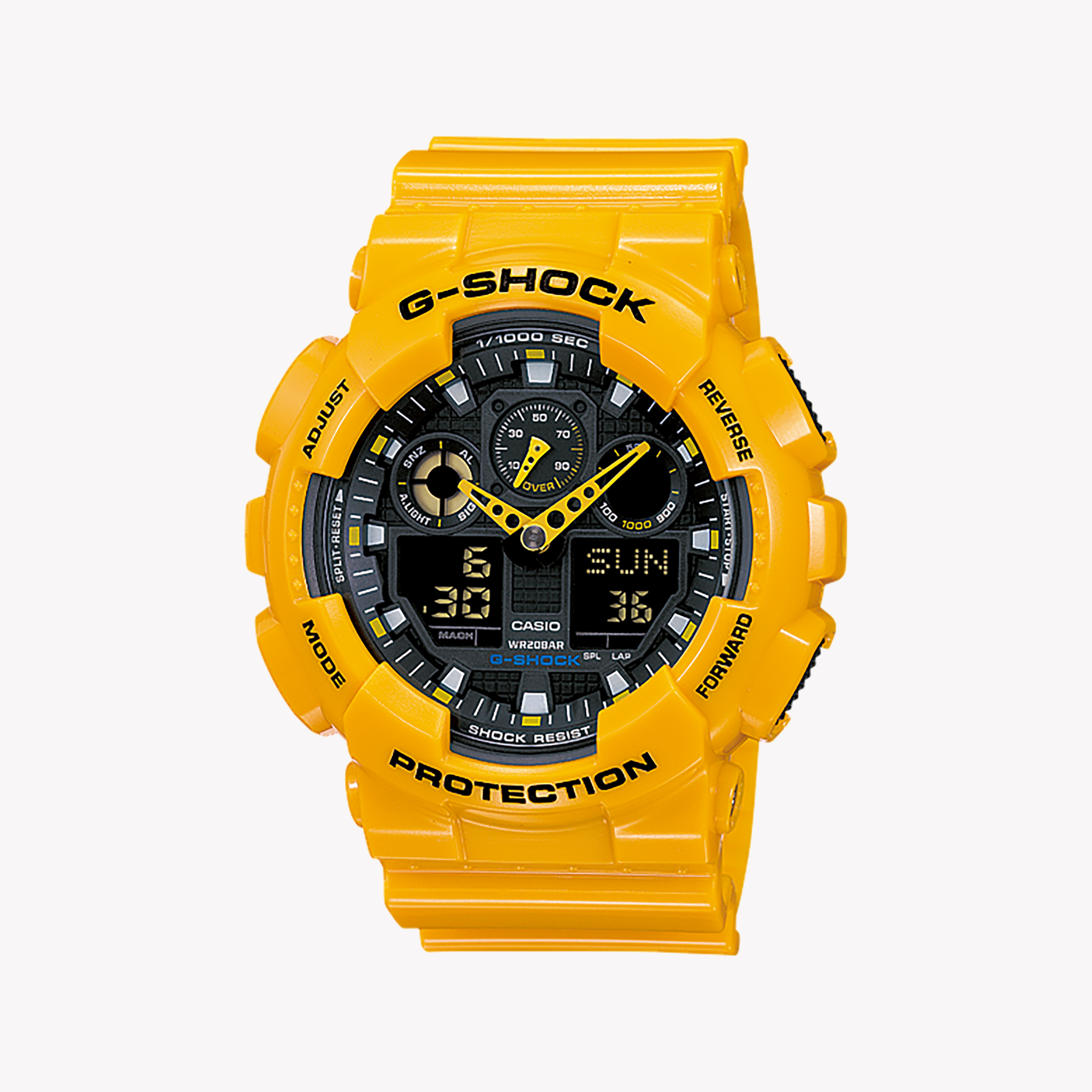 Men's Digital Watches for Weather Monitoring-G-SHOCK Men's Yellow Resin Watch, Digital | GA-100A-9ADR