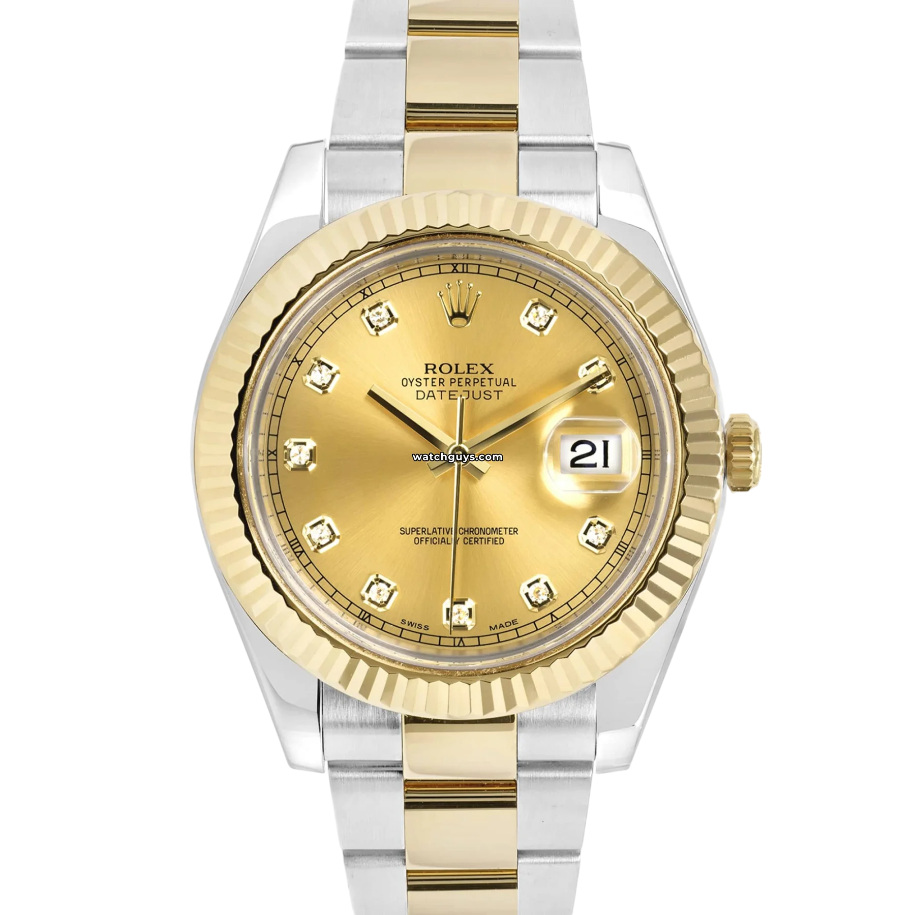 Women's Rolex Mechanical Movement Style Watches-Rolex Datejust 116333 Champagne Diamond Dial