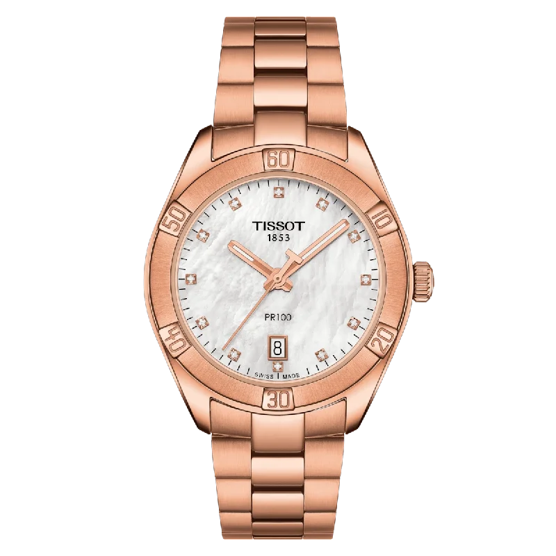 Women's Heritage Watches for Humidity Monitoring-Tissot T-Classic White Mother-Of-Pearl Dial Women 36mm