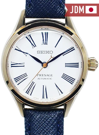 Men's Seiko Monogrammed Style Watches-Presage Automatic Ladies Craftsmanship Enamel White Ref. SRRX002