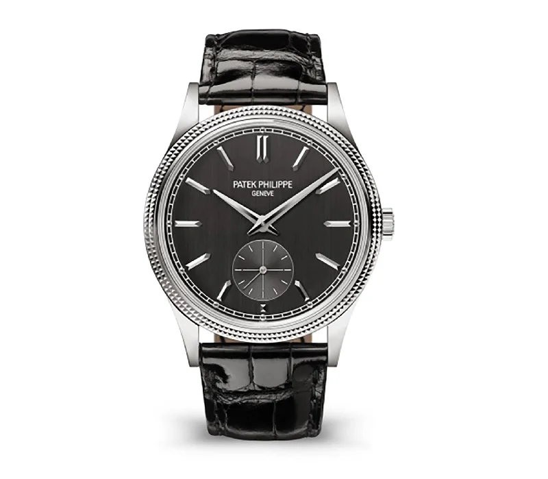 Men's Patek Philippe Watches for Modern Design-39mm 18k White Gold Charcoal Gray Dial Manual Wind