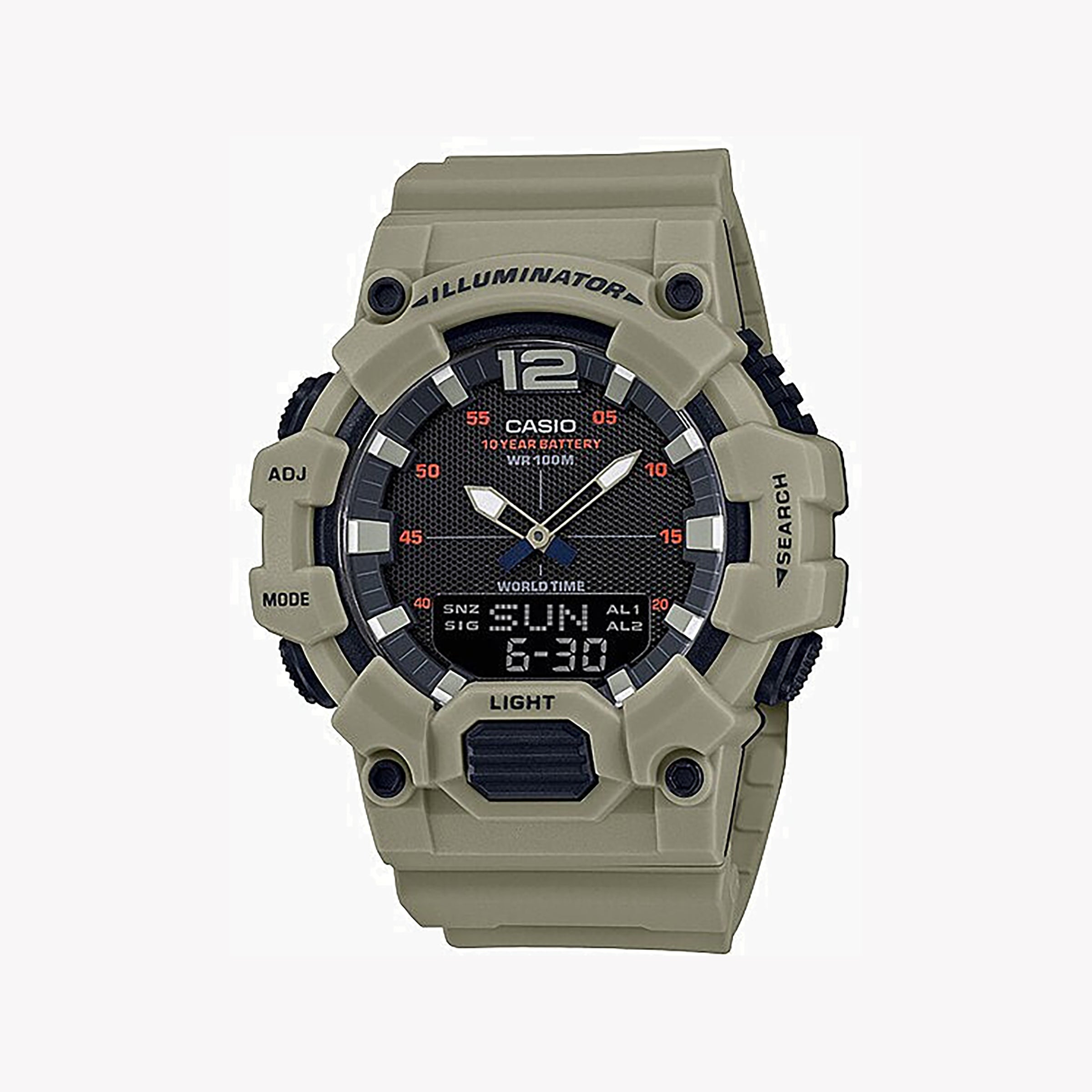 Men's Digital Watches for Workouts-Casio Men's Beige Resin Watch, Digital Dial | HDC-700-3A3VDF