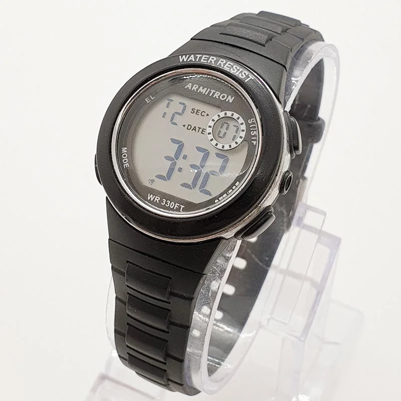 Women's Pilot Watches with Vintage Inspiration-Vintage Armitron Pro Sport Watch for Women | Black Alarm Chrono Watch