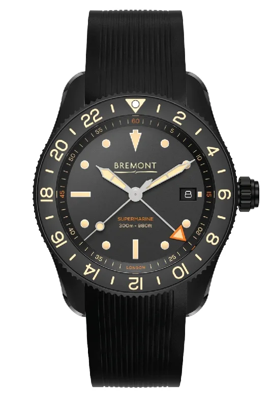 Men's Minimalist Design Dress Watches for Understated Chic-Bremont Supermarine S302 GMT JET