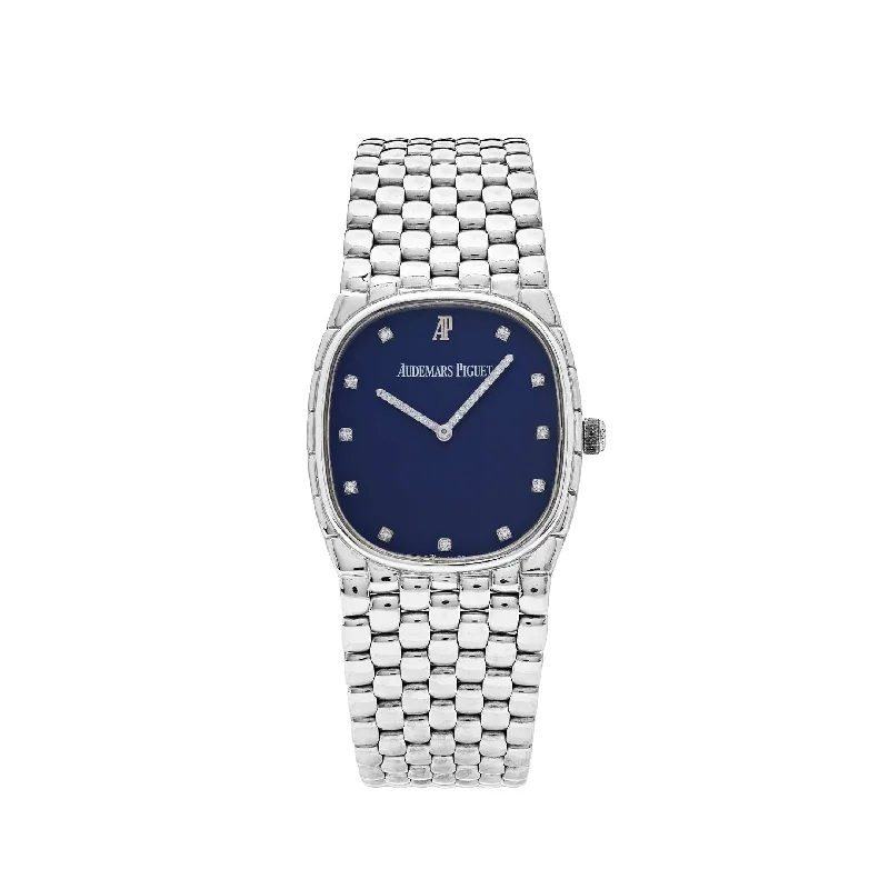 Men's Audemars Piguet Date Night Style Watches-Audemars Piguet Cobra Vintage 'Ladies' White Gold Diamond Dark Navy Dial (1970s)