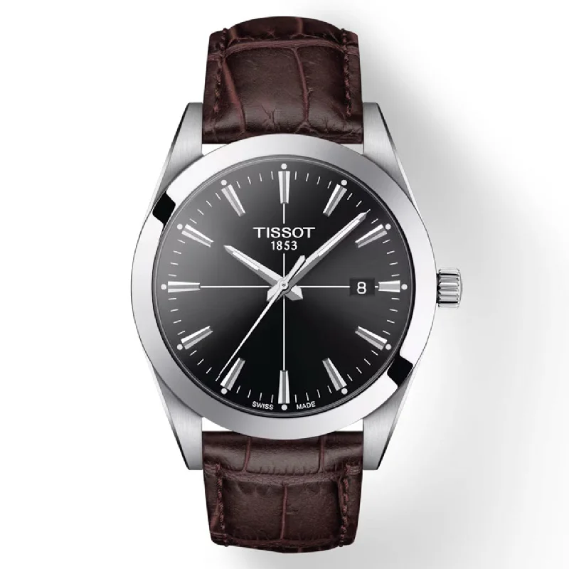 Women's Heritage Watches with Personalized Engraving-Tissot T-Classic Black Dial Men 40mm