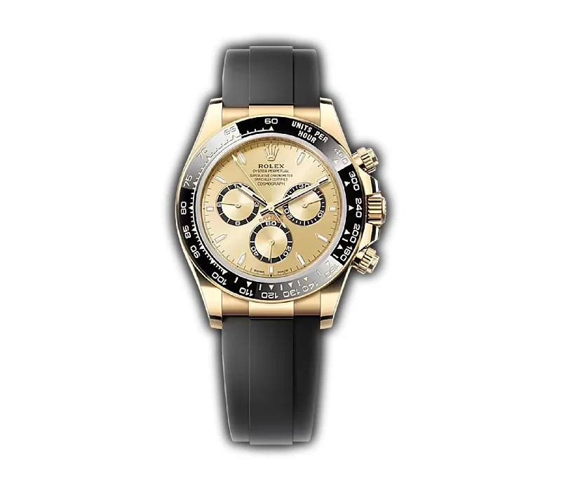 men's Rolex watches with meteorite bezel -​40mm 18k YG Ceramic Bezel Golden Dial Oysterflex NEW CALIBER