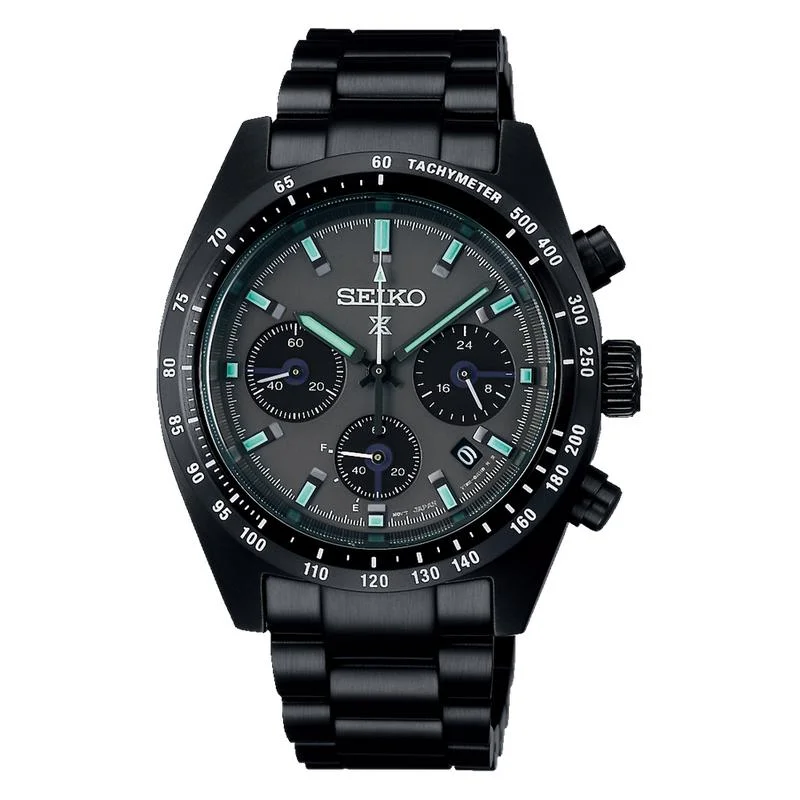 Women's Chronograph Watches for Retro Charm-Seiko Prospex Black Series Night Speedtimer Solar Chronograph