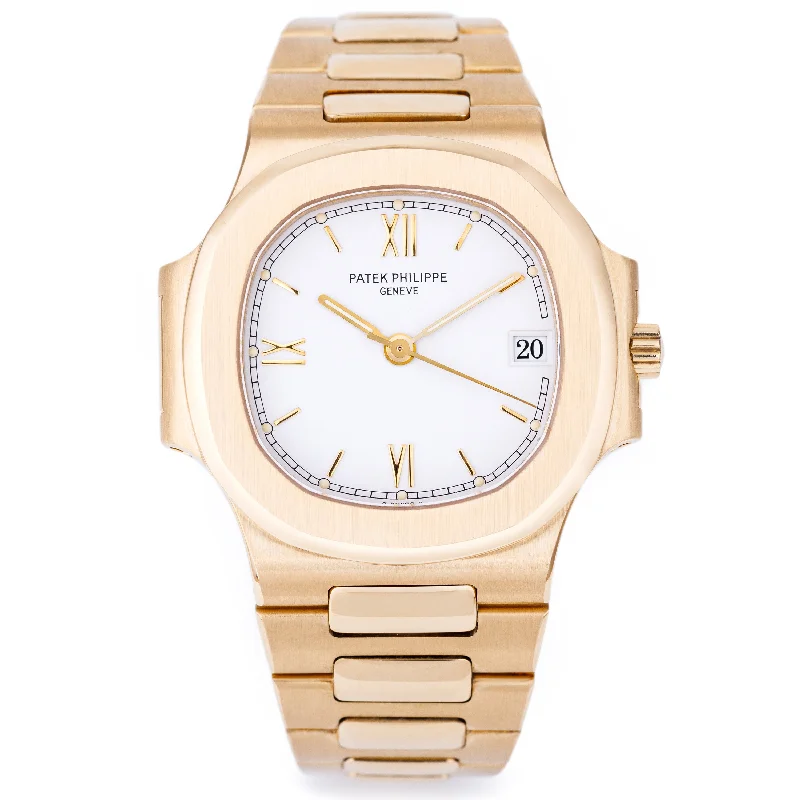 Men's Patek Philippe Watches for Birthday Gifts-Patek Philippe Nautilus | REF. 3800/1J | White Dial - Baton & Roman Numerals | 38mm | 18k Yellow Gold