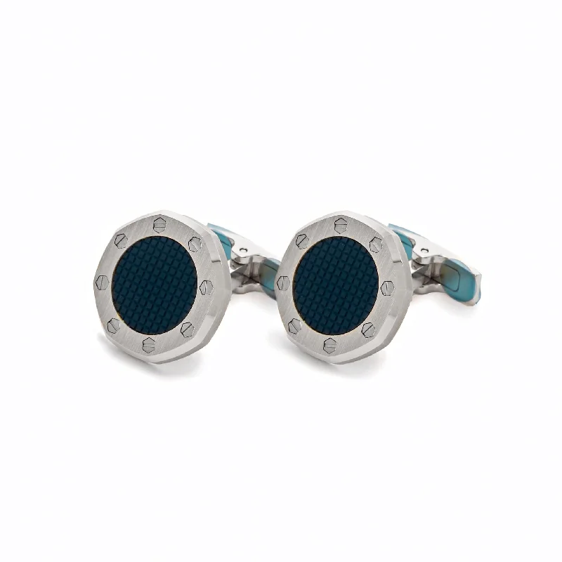 Men's Audemars Piguet Engagement Style Watches-Audemars Piguet Stainless Steel Cufflinks in Blue