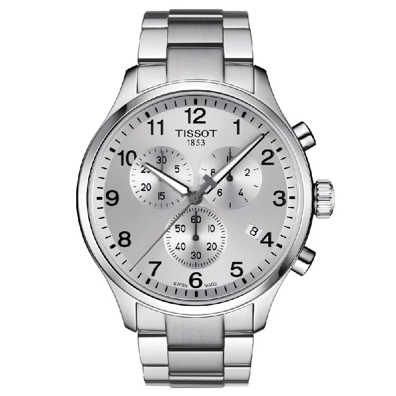 Women's Chronograph Watches with Smart Features-Tissot Chrono XL Classic 45mm Silver Dial Quartz Chronograph Gents Watch T1166171103700