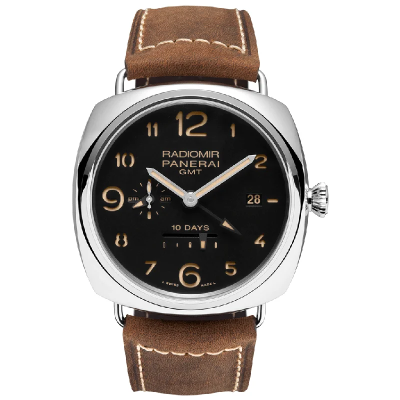 Women's Military Watches with Advanced Materials-Radiomir 10 Days GMT Automatic Acciaio - 47mm PAM00480