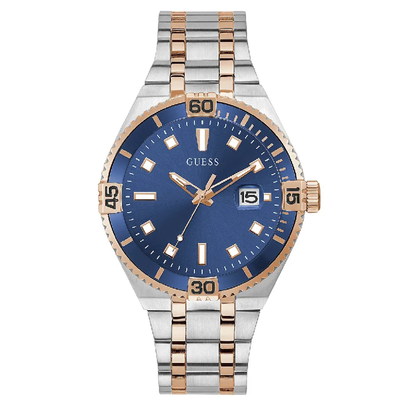 Women's Pilot Watches for High-End Collectors-Guess Premier Blue Dial Men 45mm