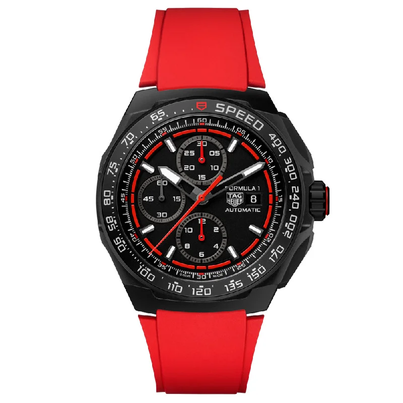 Women's Chronograph Watches with Altimeter Calibration-TAG Heuer Formula 1 Chronograph 44mm Black Dial Titanium Automatic Watch CBZ2085.FT8093
