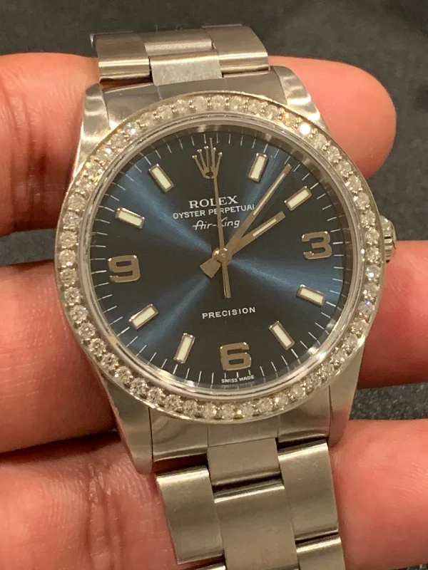 How to adjust the bracelet on a Rolex GMT-Master II -Rolex Air King SS 14000 Blue Dial