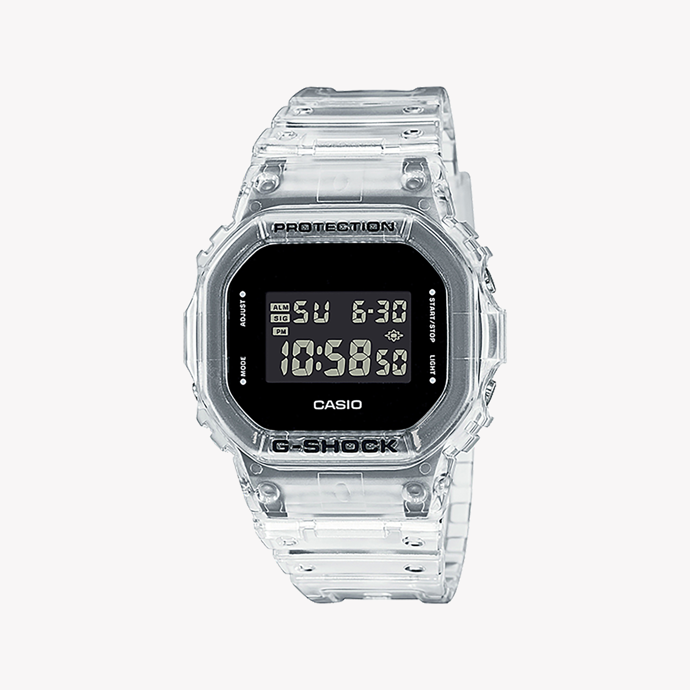 Men's Digital Watches with Compass Calibration-G-SHOCK Men's Silver Resin Watch, White Band | DW-5600SKE-7DR
