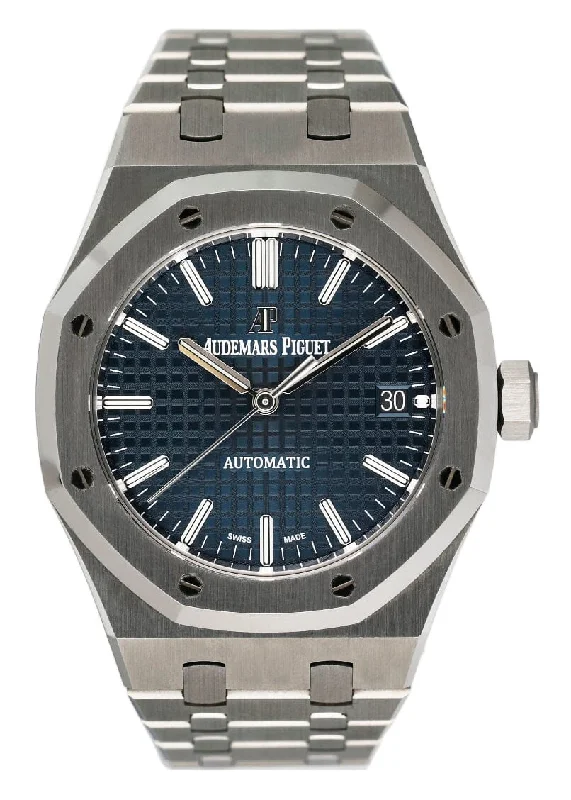 Men's Audemars Piguet New Year's Eve Design Watches-Audemars Piguet Royal Oak 15450ST Blue Dial Mens Watch Box Papers