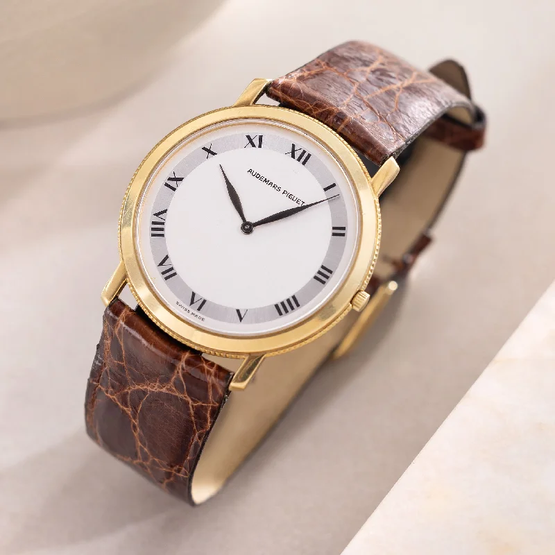 Men's Audemars Piguet Retro Design Watches-Audemars Piguet Ultra-Thin Dress Watch in 18k Yellow Gold Two-Tone Dial