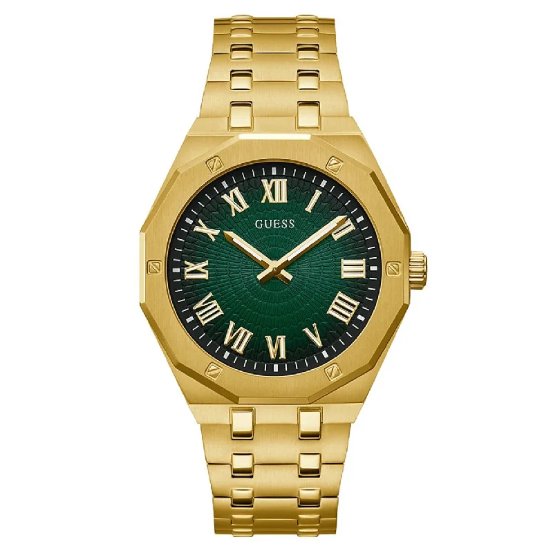 Women's Pilot Watches with Laser Engraving-Guess Asset Green Dial Men 42.5mm GW0575G2