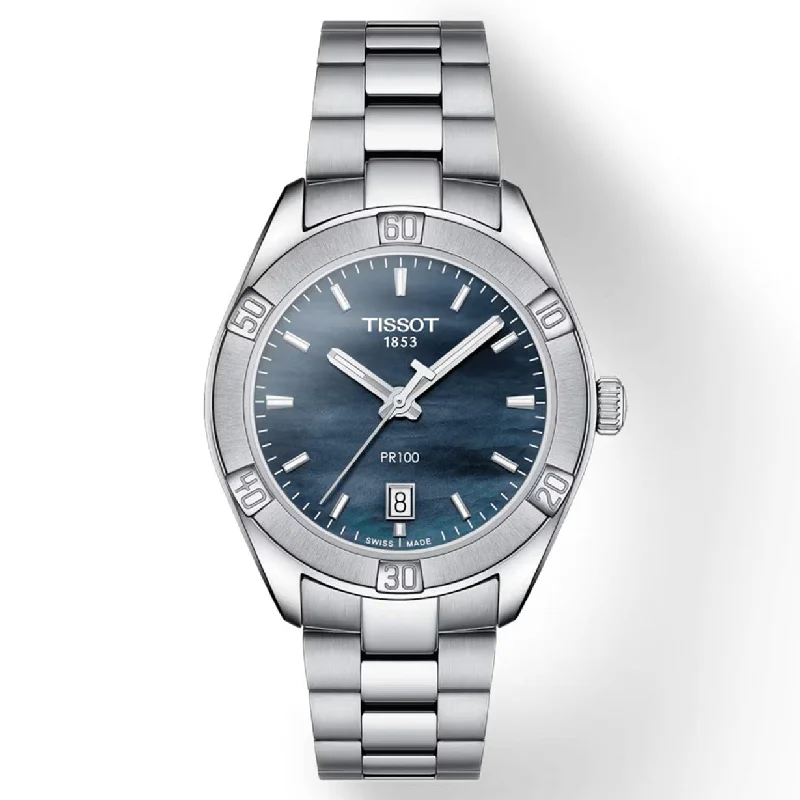 Women's Heritage Watches for Radio Communication-Tissot T-Classic Black Mother-Of-Pearl Dial Women 36mm