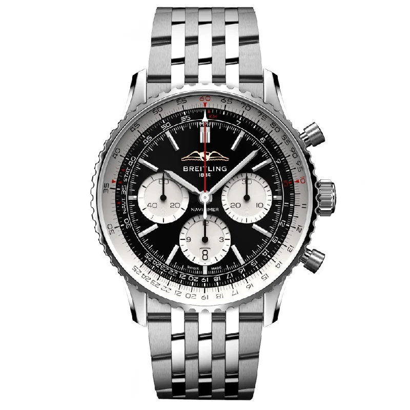 Women's Chronograph Watches for Mountain Climbing-Breitling Navitimer B01 Chronograph 43mm Black Dial Automatic Gents Watch AB0138211B1A1