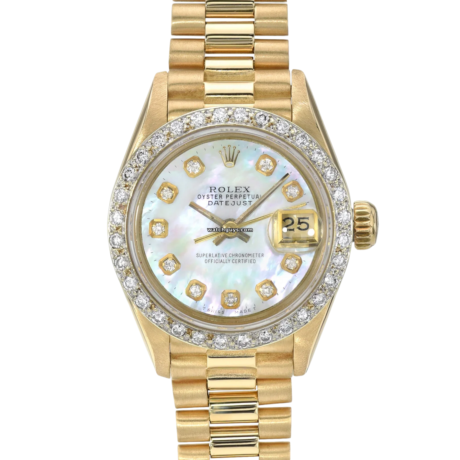 Women's Rolex Pearlmaster Watches-Rolex Datejust 69138 Diamond MOP