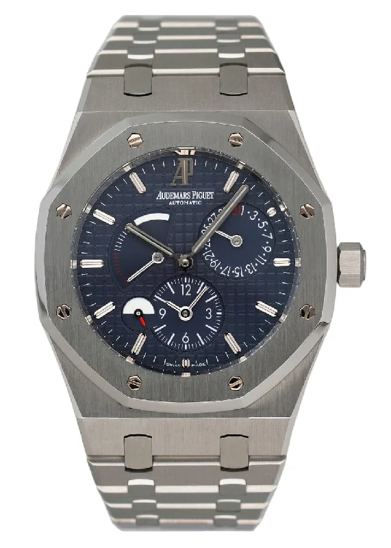 Men's Audemars Piguet Japanese Made Watches-Audemars Piguet Royal Oak 26120ST Dual Time Blue Dial Mens Watch Box Papers
