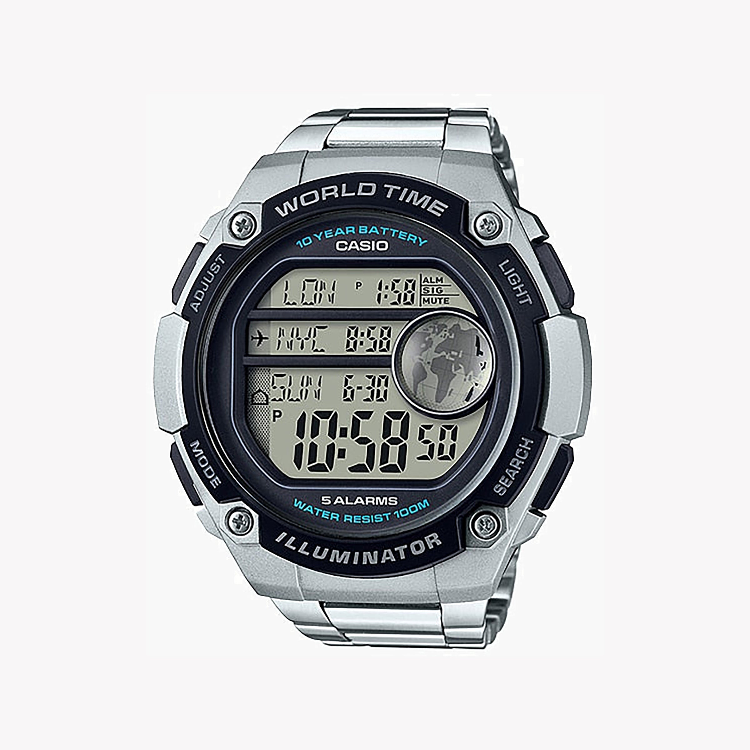 Men's Digital Watches with Countdown Timer-CASIO AE-3000WD-1AVDF MEN'S TIME MASTER - SPORTY ELEGANCE WITH GLOBAL TIME TRACKING