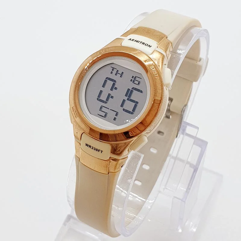 Women's Pilot Watches for Mountain Climbing-Vintage Armitron Pro Sports Watch | Gold-tone Digital Watch for Her