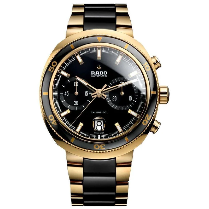 Men's Chronograph Watches for Radio Communication-Rado Men's R15967162 D Star Chronograph Two-Tone Stainless Steel Watch