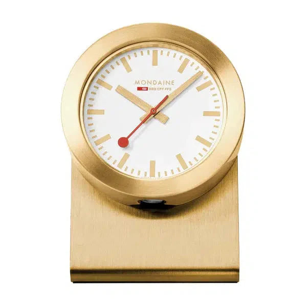 Lantern Clocks for Rustic Home Decor-Mondaine Table Clock Gold Tone 50mm