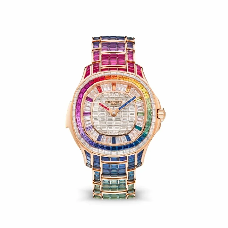 Men's Patek Philippe Watches with Special Editions-Patek Philippe Aquanaut 5260/1455R-001 'Haute Joaillerie' Rainbow Gemstones and Diamonds