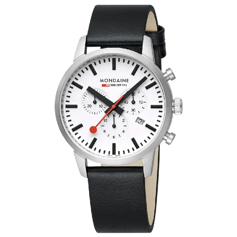 Men's Chronograph Watches with Morse Code Feature-MSD.41411.LBV Mondaine Official Swiss Railways Neo Chronograph 41mm Watch