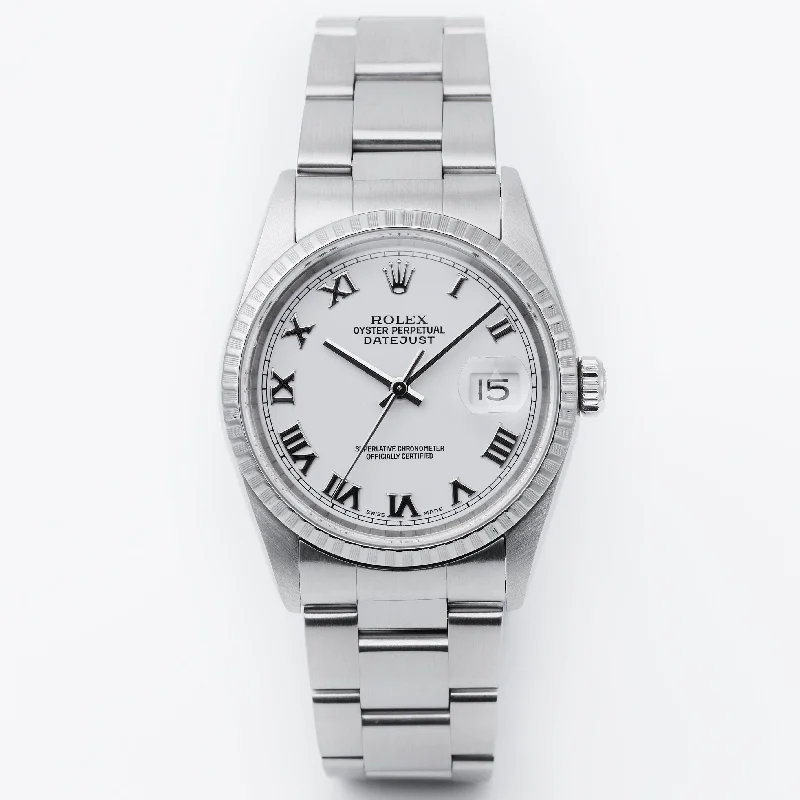 men's Rolex watches with tapestry dial -​Rolex DateJust 36mm | REF. 16220 | White Dial - Roman Numerals | Stainless Steel | 2002