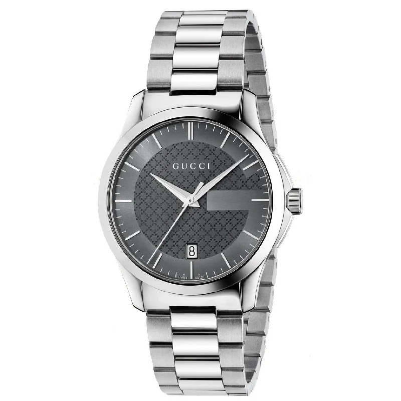 Men's Chronograph Watches with Day Date Complication-Gucci Men's YA126441 G-Timeless Stainless Steel Watch