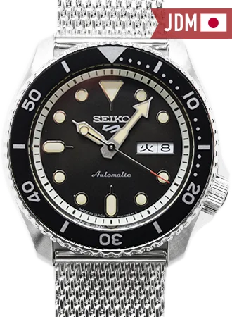 Men's Seiko American Made Watches-Seiko 5 Sports “Suits Style” Vintage Black Ref. SBSA017